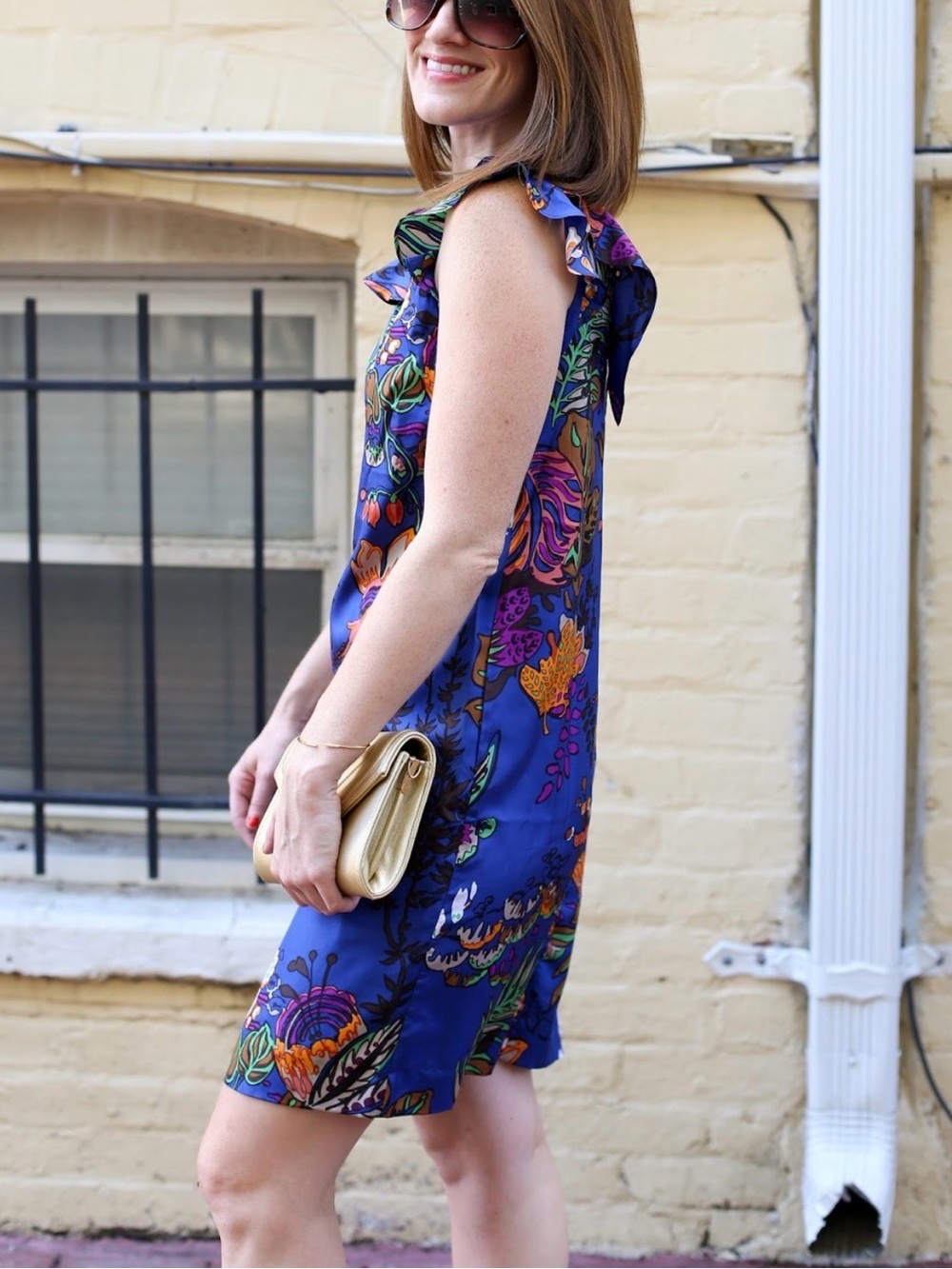 J.Crew Blakely Silk Tropical Shift Dress with Ruffle Sleeves